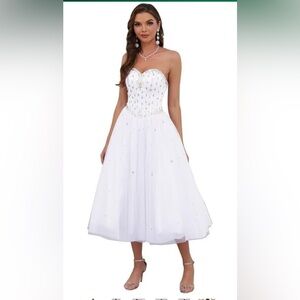 Elegant White Strapless Dress NWOT